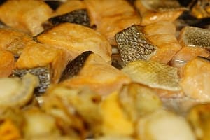 鮭とホタテの焼きびたし　調理